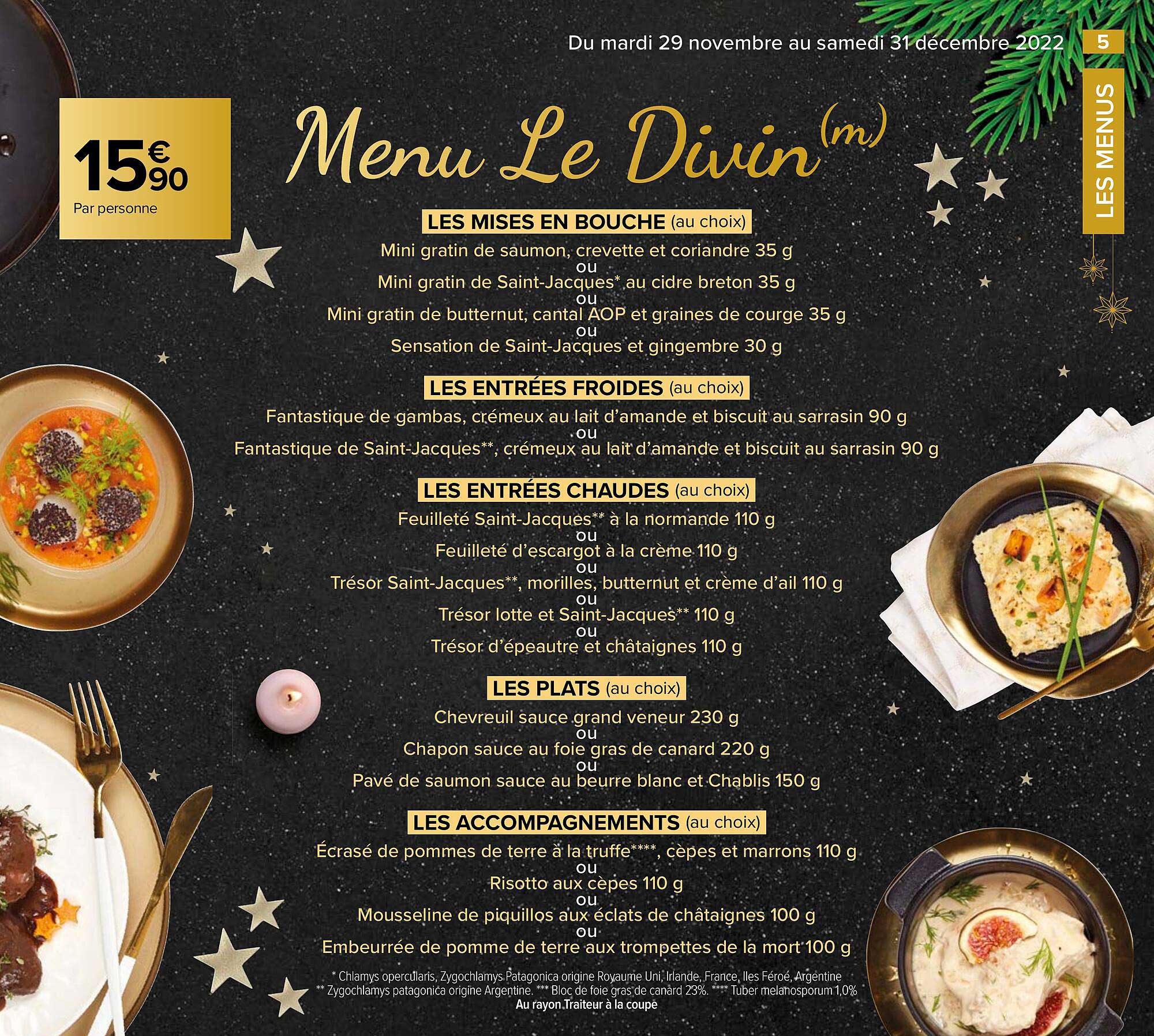 menu le divin