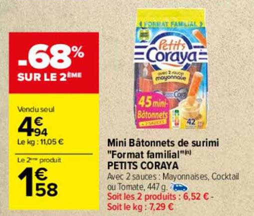 Mini Bâtonnets De Surimi "format Familial" Petits Coraya