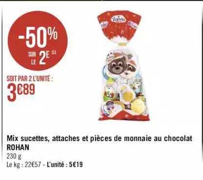 mix sucettes, attaches et pièces de monnaie au chocolat rohan