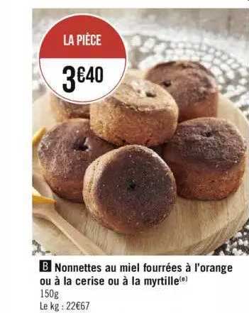 nonnettes au miel fourrées à l'orange ou à la cerise ou à la myrtille