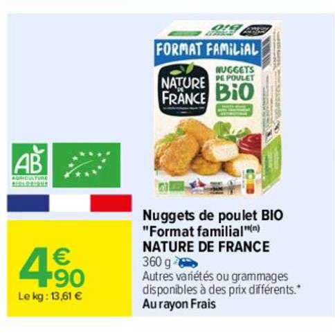 nuggets de poulet bio "format familial" nature de france