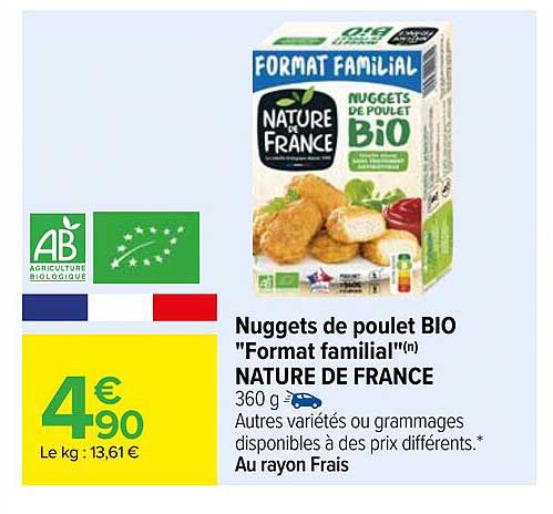 nuggets de poulet bion "format familial" nature de france