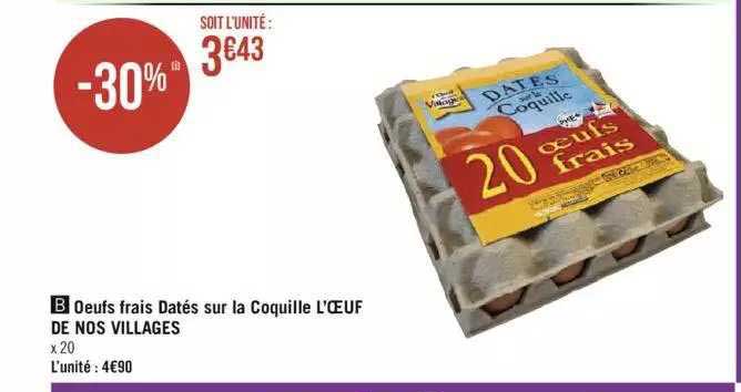 oeufs frais datés sur la coquille l'œuf de nos villages