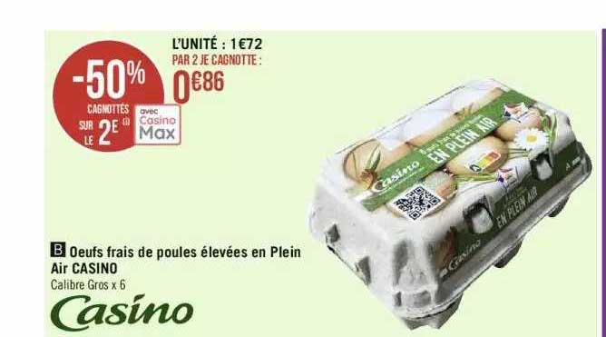 oeufs frais de poules élevées en plein air casino