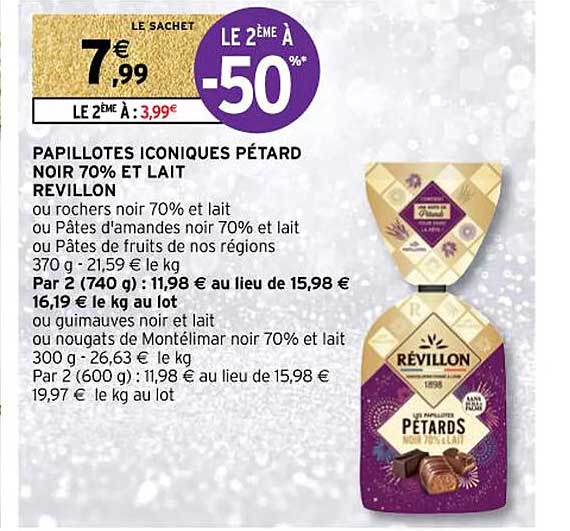 papillotes iconiques pétard noir 70% et lait revillon