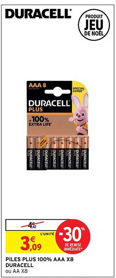 Piles Plus 100% Plus AAA X8 Duracell