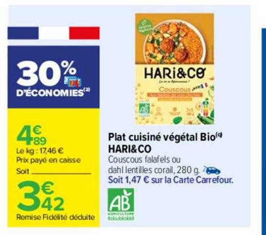 Plat Cuisiné Végétal Bio Hari & Co