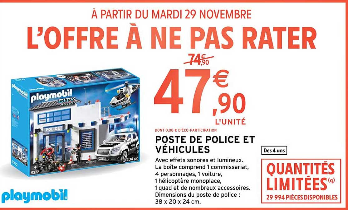 playmobil poste de police et véhicules