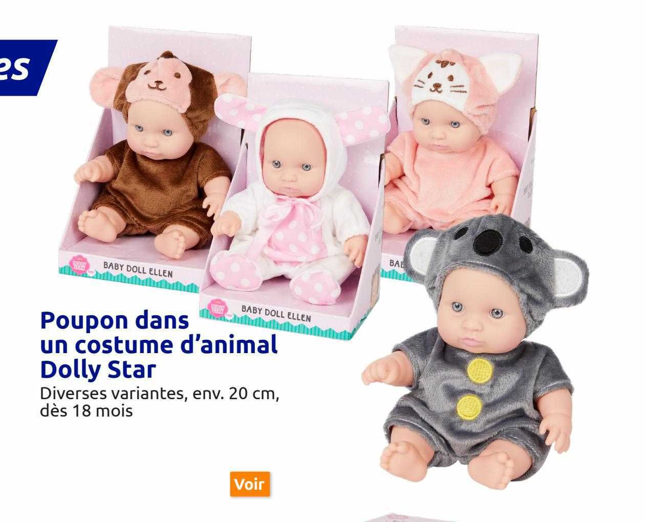 poupon dans un costume d'animal dolly star