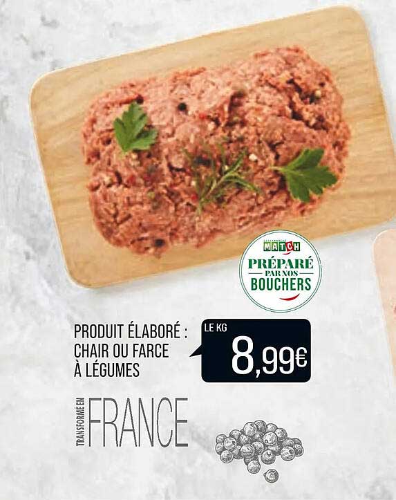 produit élaboré : chair ou farce à légumes