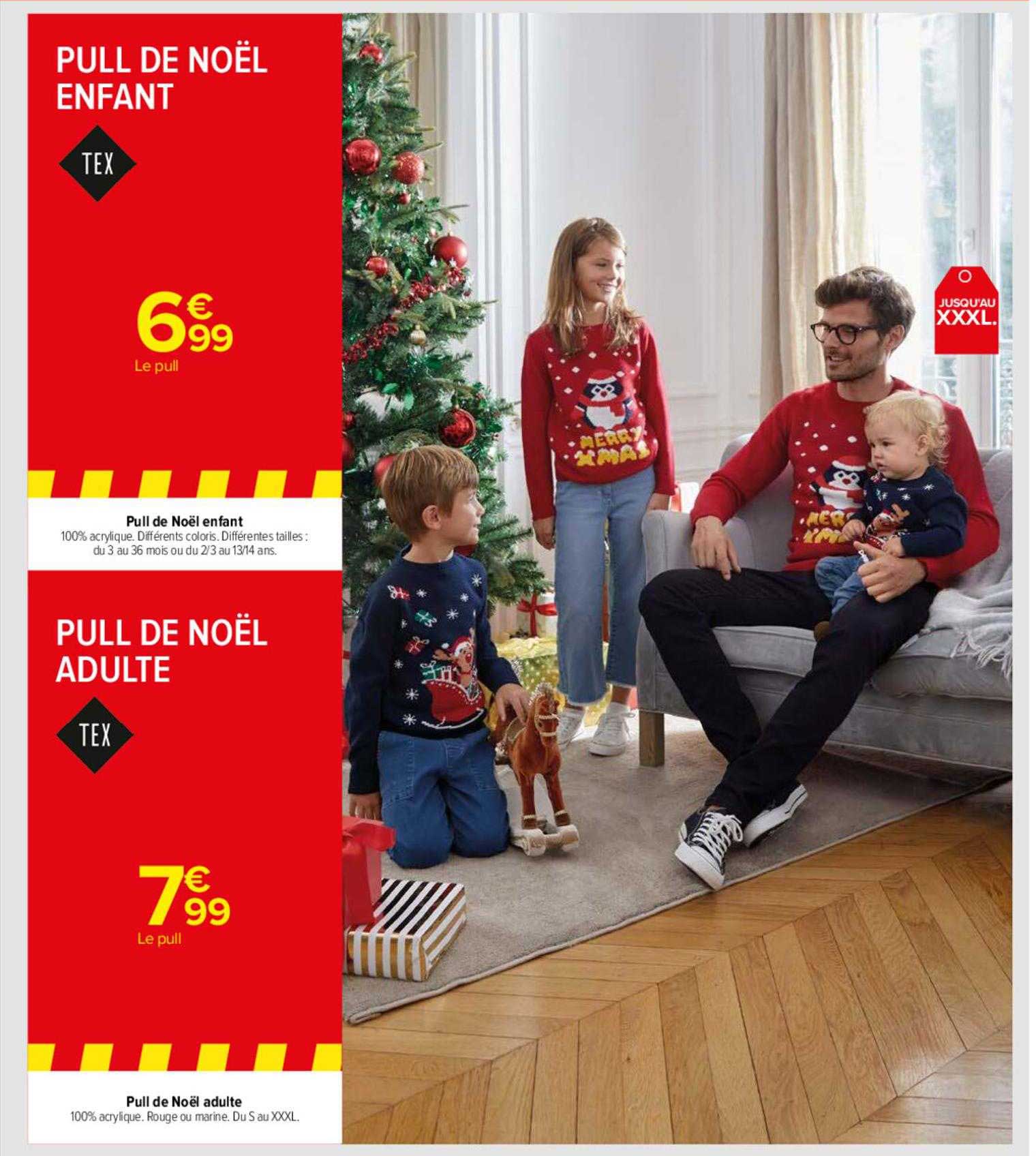 Pull De Noël Enfant Tex, Pull De Noël Adulte Tex
