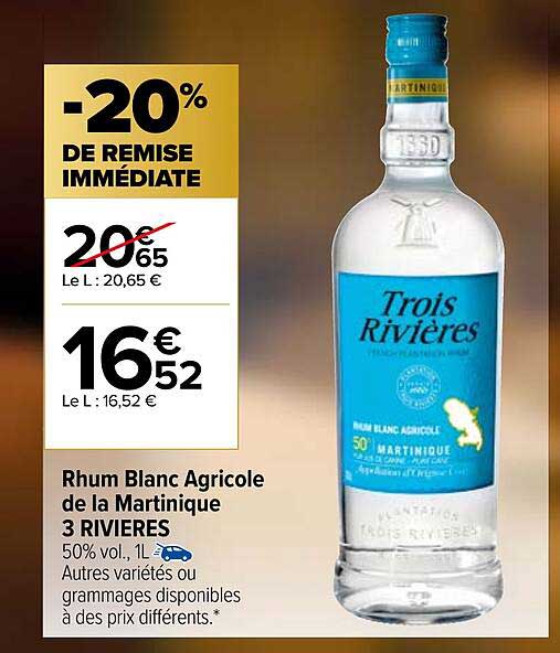 rhum blanc agricole de la martinique 3 rivières