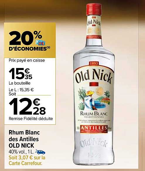 rhum blanc des antilles old nick