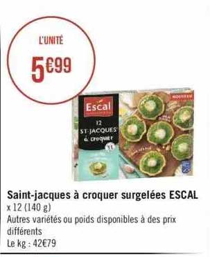 saint-jacques à croquer surgelées escal