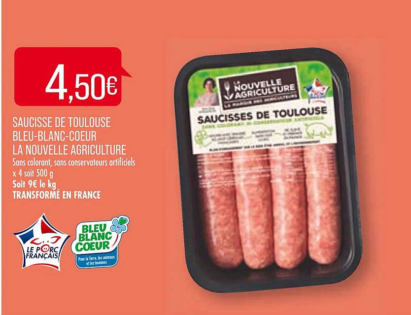 saucisse de toulouse bleu-blanc-coeur la nouvelle agriculture