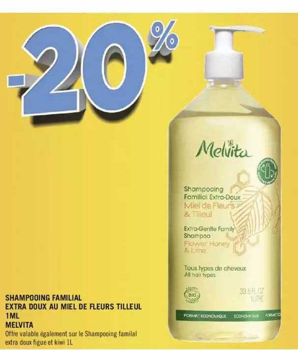 shampooing familial extra doux au miel de fleurs tilleul melvita