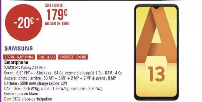 smartphone samsung galaxy a13 noir