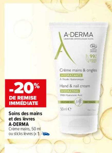 soins des mains et des lèvres a-derma