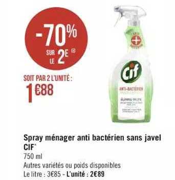 Spray Ménager Anti Bactérien Sans Javel Cif