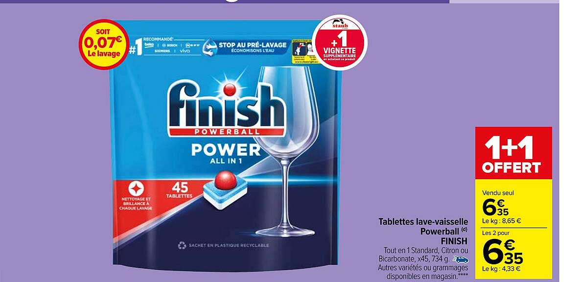 tablettes lave-vaisselle powerball finish