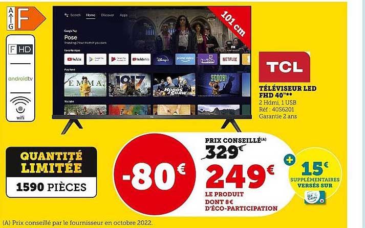 téléviseur led fhd 40" tcl