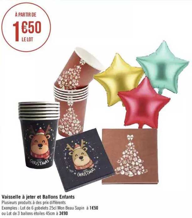 vaisselle à jeter et ballons enfants