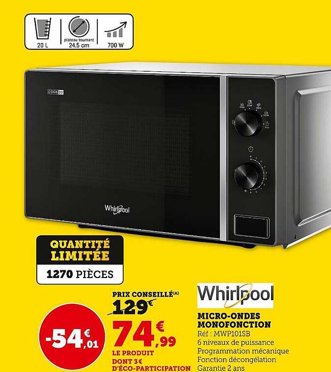 whirlpool micro-ondes monofonction