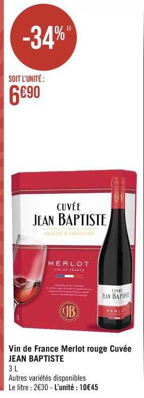 Vin De France Merlot Rouge Cuvée Jean Baptiste