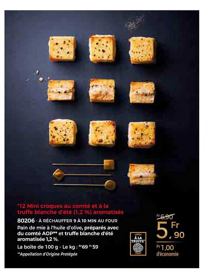 12 mini croques au comté et à la truffe blanche d'été (1,2%) aromatisés