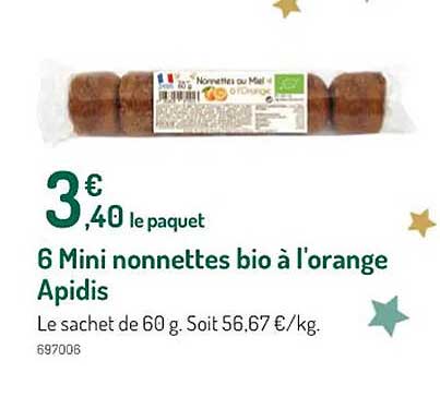 6 mini nonnettes bio à l'orange apidis