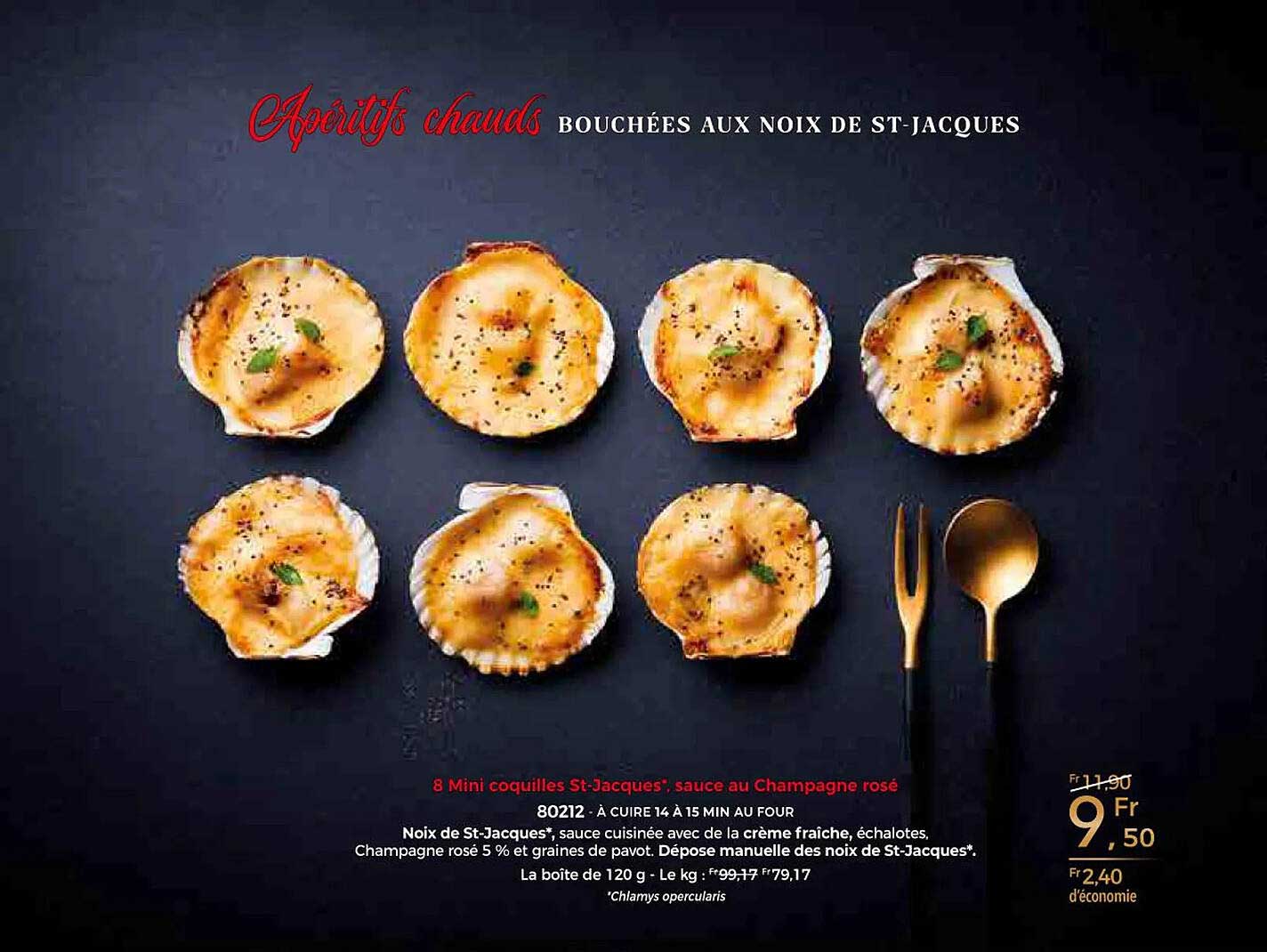 8 mini coquilles st-jacques : sauce au champagne rosé