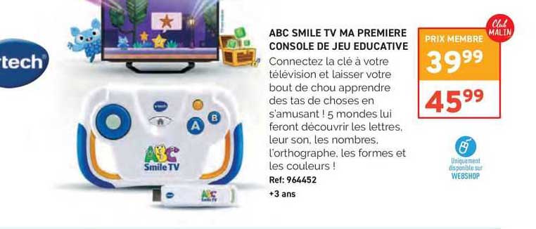 Abs Smile Tv Ma Premiere Console De Jeu Educative