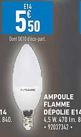 ampoule flamme dépolie e14