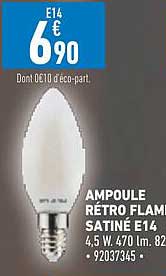 ampoule rétro flamme satiné e14
