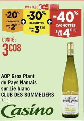 aop gros plant du pays nantais sur lie blanc club des sommeliers