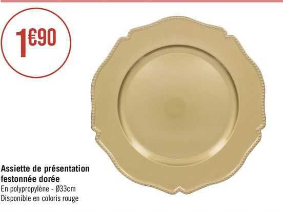 assiette de présentation festonnée dorée