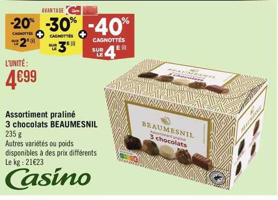 Assortiment Praliné 3 Chocolats Beaumesnil