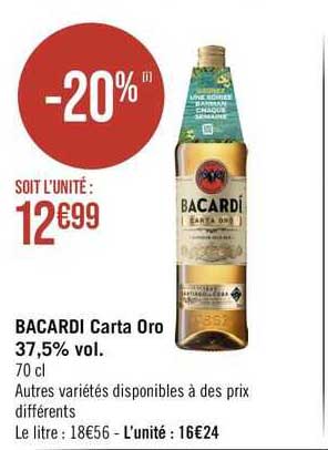 bacardi carta oro 37,5% vol.