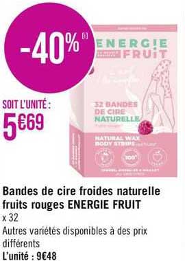 bandes de cire froides naturelle fruits rouges énergie fruit