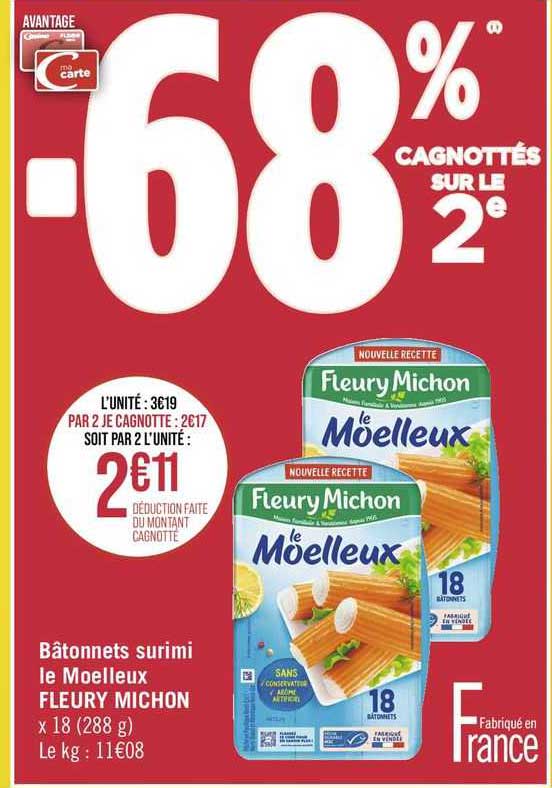 bâtonnets surimi le moelleux fleury michon