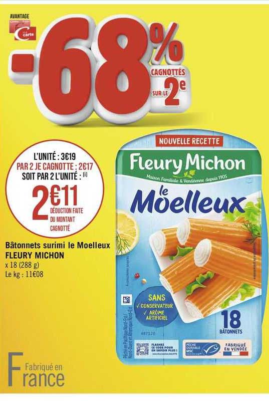 bâtonnets surimi le moelleux fleury michon