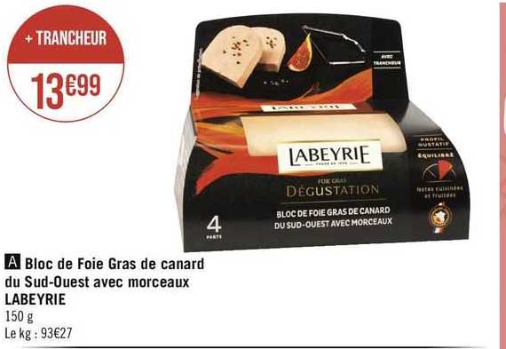 bloc de foie gras de canard du sud-ouest avec morceaux labeyrie
