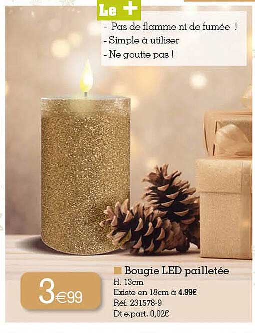 bougie led pailletée