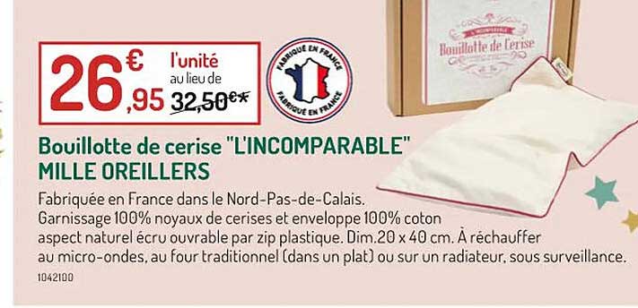 bouillotte de cerise "l'incomparable" mille oreillers