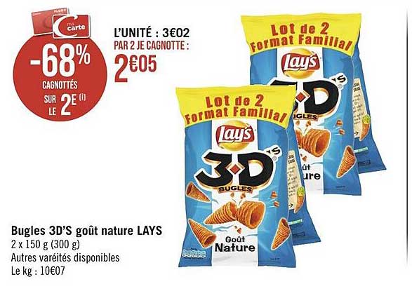 Bugles 3d's Goût Nature Lays