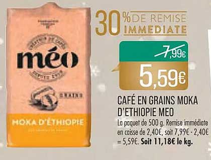café en grains moka d'éthiopie méo
