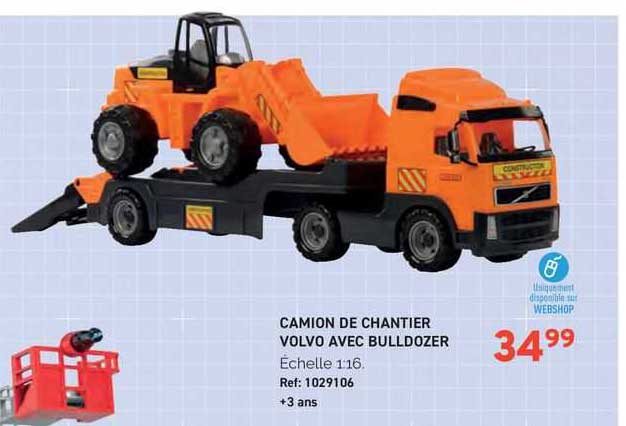 camion de chantier volvo avec bulldozer