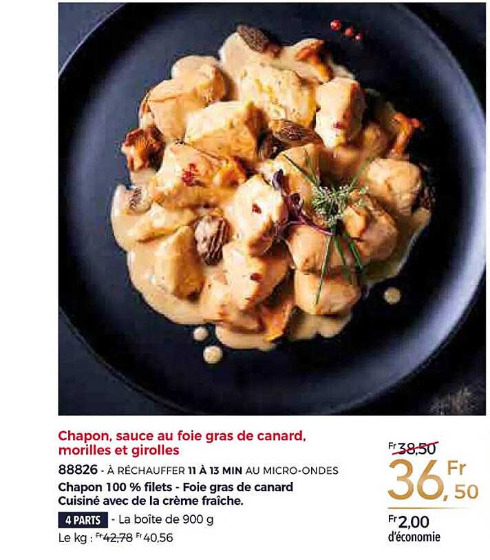 chapon, sauce au foie gras de canard, morilles et girolles