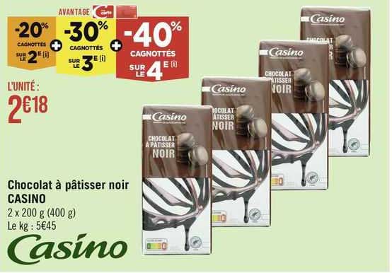 Chocolat à Pâtisser Noir Casino