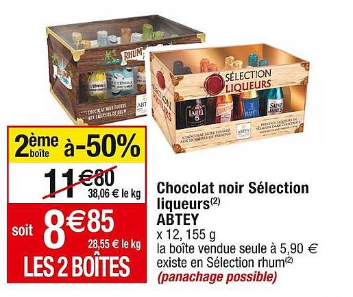 chocolat noir sélection liqueurs abtey